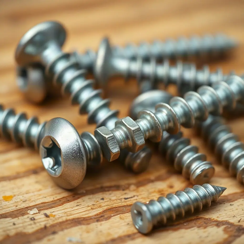 Dažāda izmēra torx skrūves uz darba galda — T10, T20, T25, T30, T40
