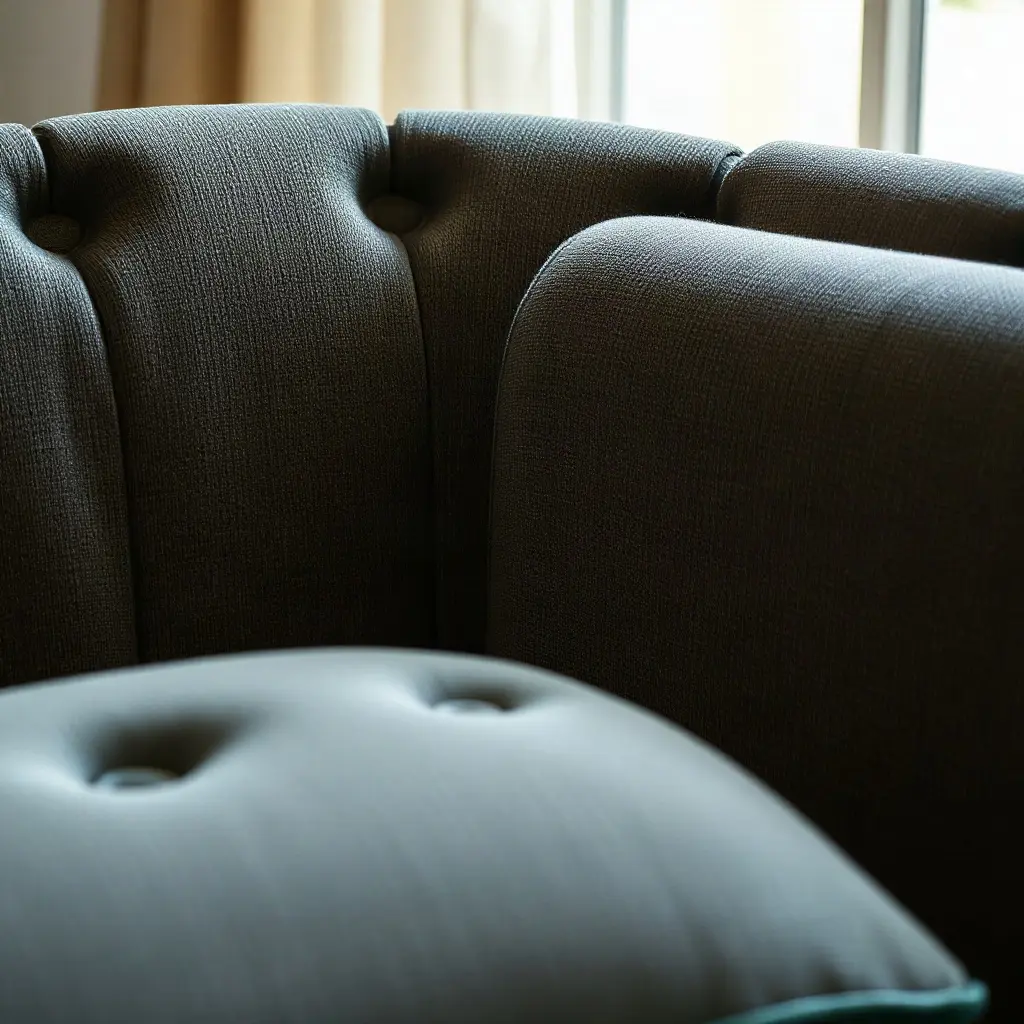 Dažādi mēbeļu audumu paraugi – mikrofibra, velūrs, šenils un eko-āda