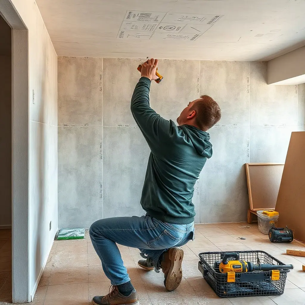 Fermacell plāksnes uzstādīšana uz metāla karkasa sienas remonta laikā