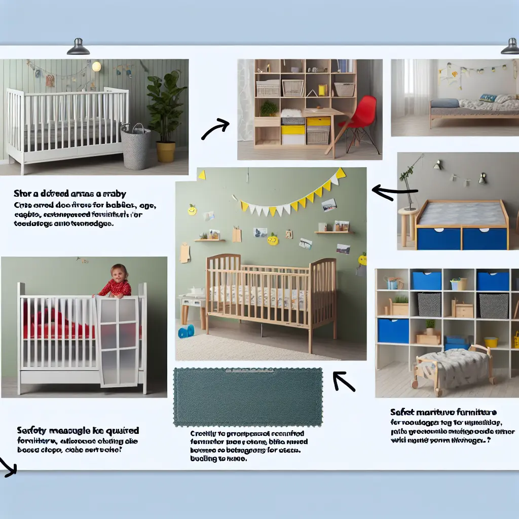 IKEA bērnu istaba ar dažādu vecumu mēbelēm un rotaļu zonu