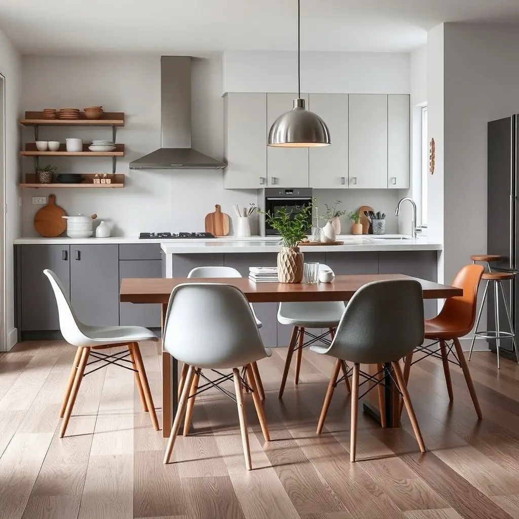 IKEA virtuves krēsli modernā skandināviskas stilistikas virtuvē