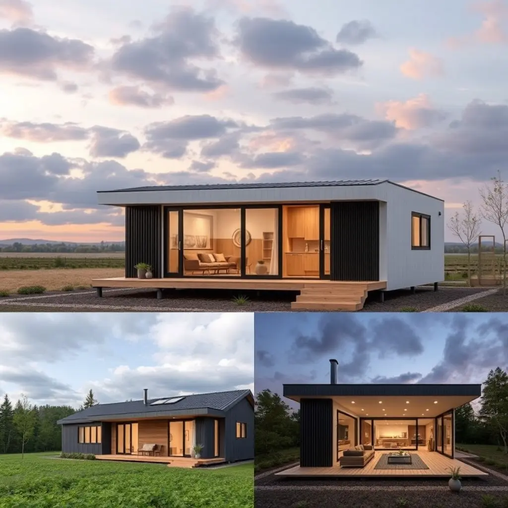 Moderna moduļu māja Latvijas laukos ar panorāmas logiem un saules paneļiem