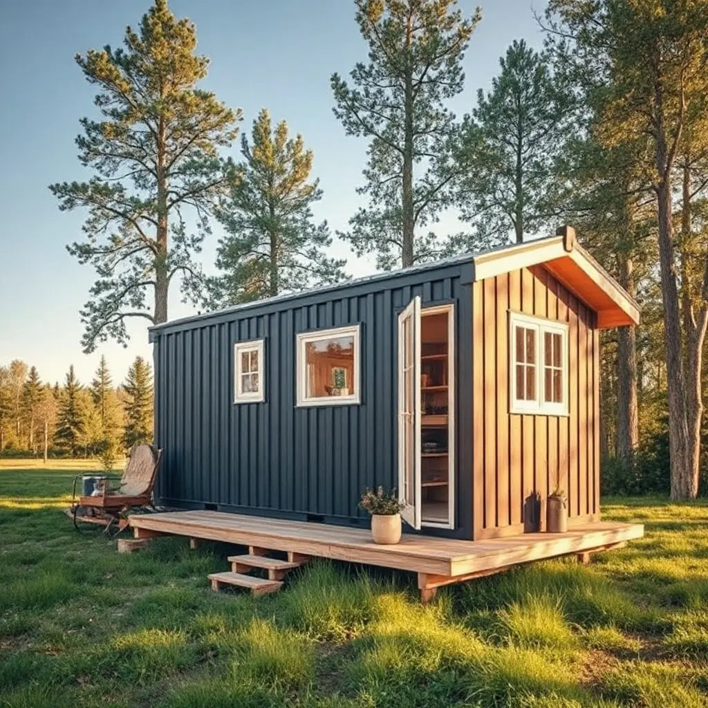 Pārvietojamā māja uz riteņiem Latvijas mežā – tiny house moderns dizains